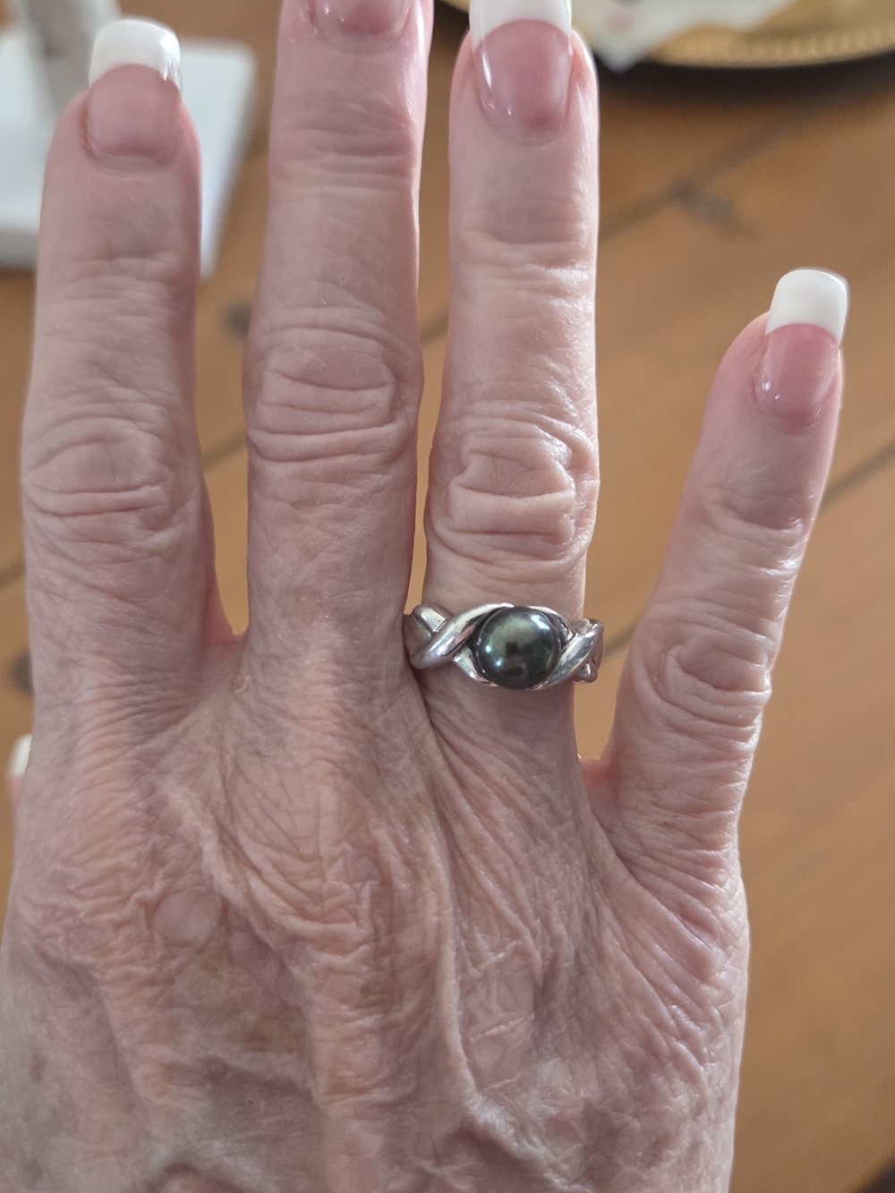 Honora Sterling Silver Black Pearl Ring Size 6 - Picture 5 of 7